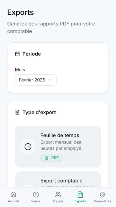 Export PDF pour comptable